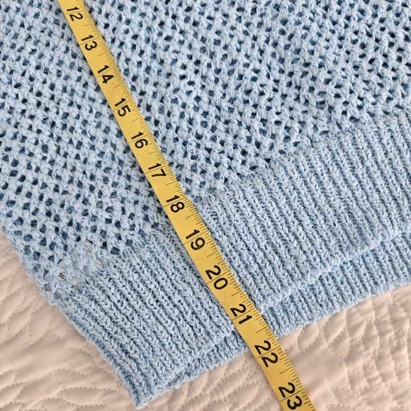 Monday Swimwear Lisbon Quarter Zip Sea Mist Petite Crochet Pullover Sweater L - Picture 7 of 8